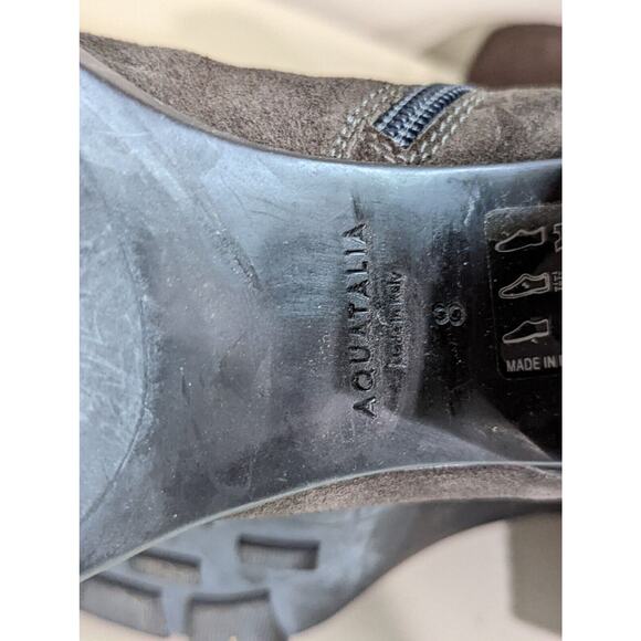 Aquatalia Size 8 Isla Boots Suede Ankle Booties Dark Grey Heels Waterproof - Picture 9 of 9